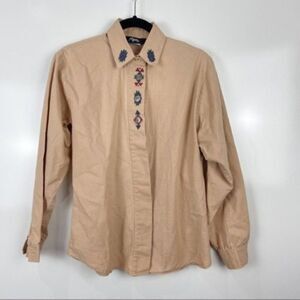 Vintage Roper Long Sleeve Button Front Embroidered Western Shirt Size Medium